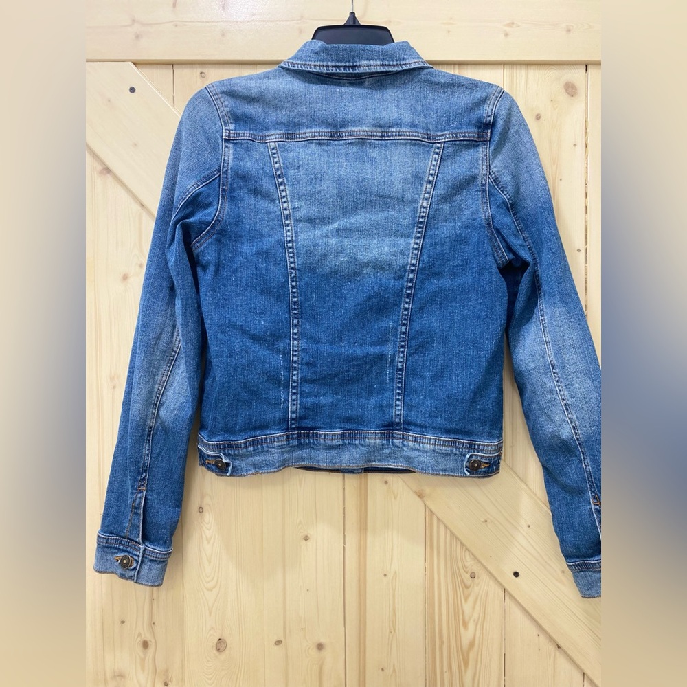 ❤️❤️Just USA Denim Chic Blue Jean Long Sleeve Button Down Denim Jacket - Picture 6 of 9